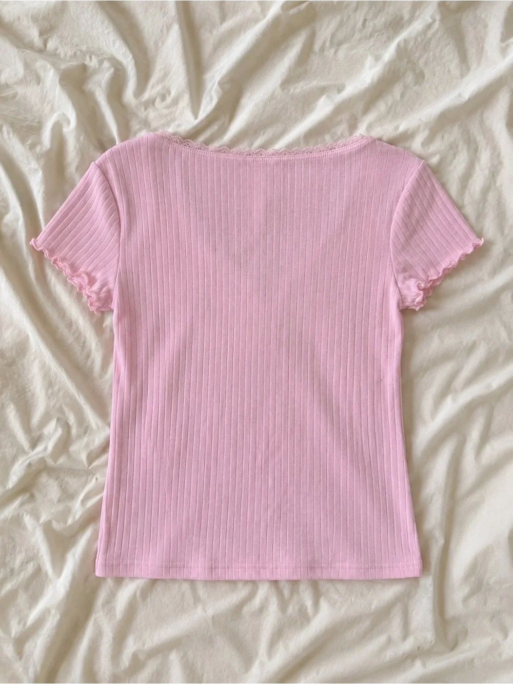 Auden Light Pink Ribbed Short Sleeve Top & Ruffle Hem Shorts Sleep Set Sz S NWT
